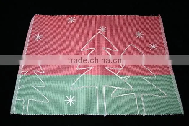 Cotton fabric Jacquard tapestry christmas tree placemats ,ribbed placemat