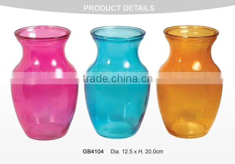 Colored Glass Vases Semi-Color Sprayed Cheap Colored Glass Flower Vase