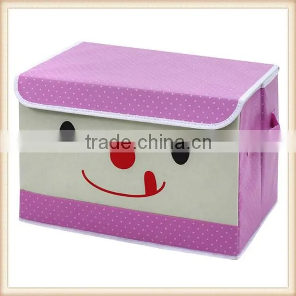 Cute smile face non woven fabric foldable storage box
