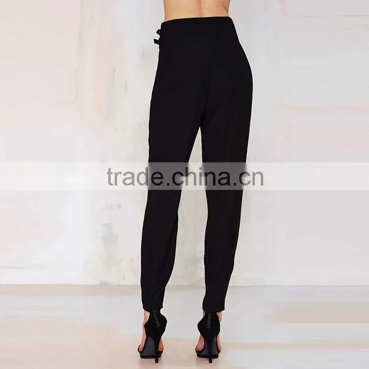 Trade assuarance supplier latest new design fashion high waisted women casual pants