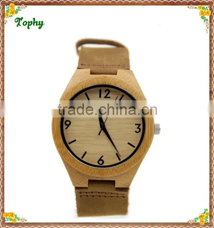 Brown genuine leather wooden watch wholeasale cheap price