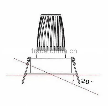 Anti-glare design 4W 7W 10w recessed cob led square downlight BW8210