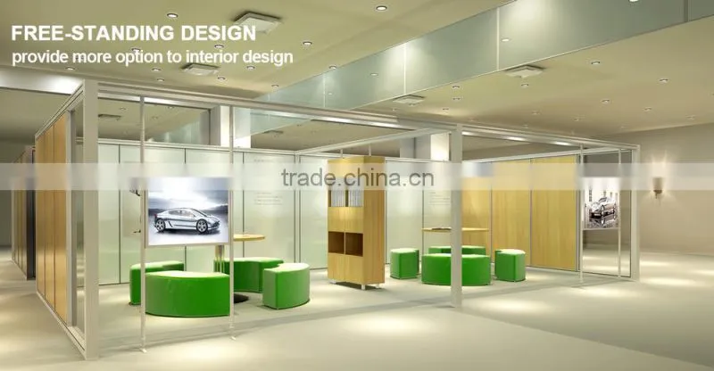 New flexible design acoustic modular easy assembly office partition glass wall(HK85-series)