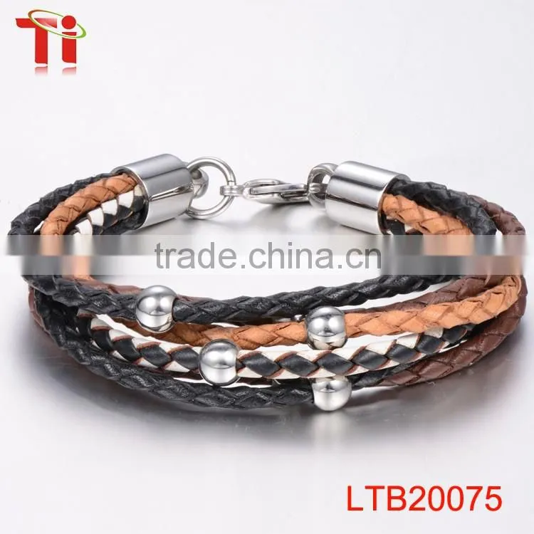 LTB 20075 Aohua braided leather bracelet with beads nappa leather bracelet bracelet of leather