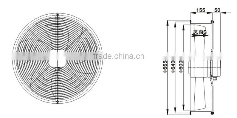 600mm widely used axial portable kitchen exhaust fan