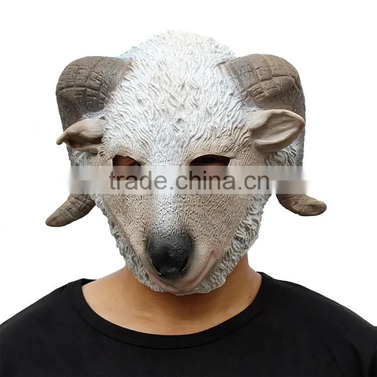 Halloween Costumes Rubber Animal Goat Full Head Latex Mask for Women