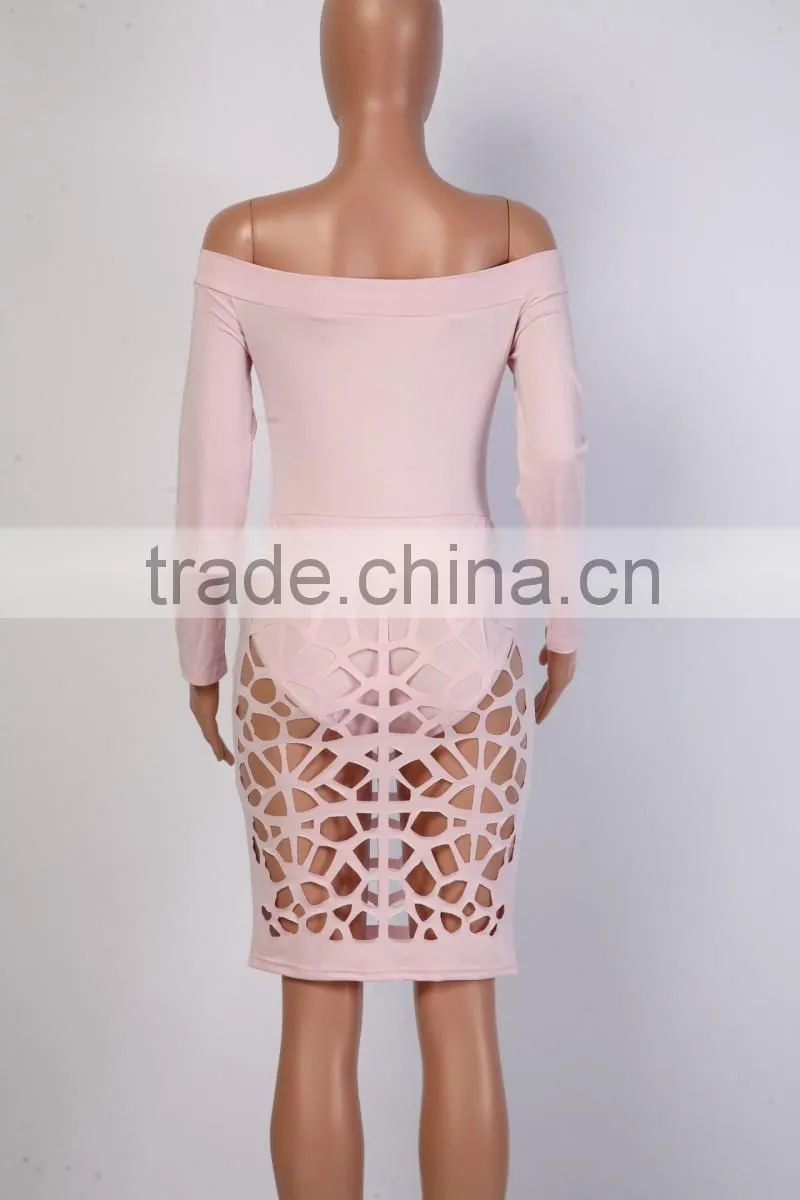Bonvatt 2017 New Arrival Red Hollow Out Turtleneck Knee-Length Bandage Dress Sleeveless With Hole Sexy Costumes