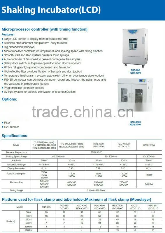 THZ-98AB Double deck Shaking Incubator (LCD) Microprocessor controller Shaking Incubator with timing function