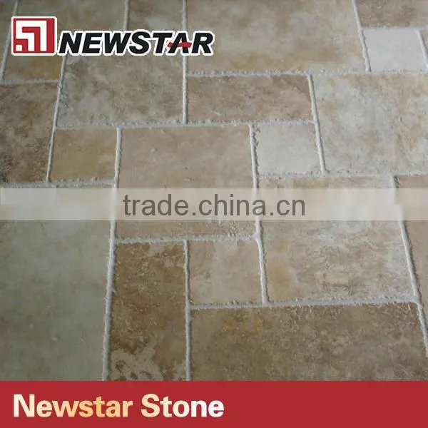 French Pattern Golden Rose Travertine Pavers Tumbled