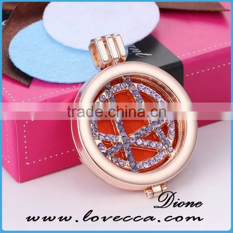 Best selling products 35mm aromatherapy lockets essential oil diffuser diamond necklace