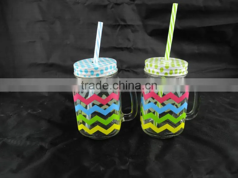glass mason jar mason mug with handle and silver lid