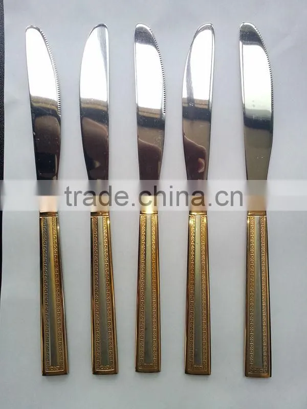 Winolaz stainless steel dinner knife with gold plating handle