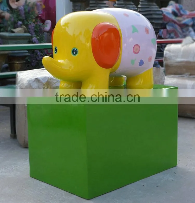 Customized fiberglass colourful elephant statue