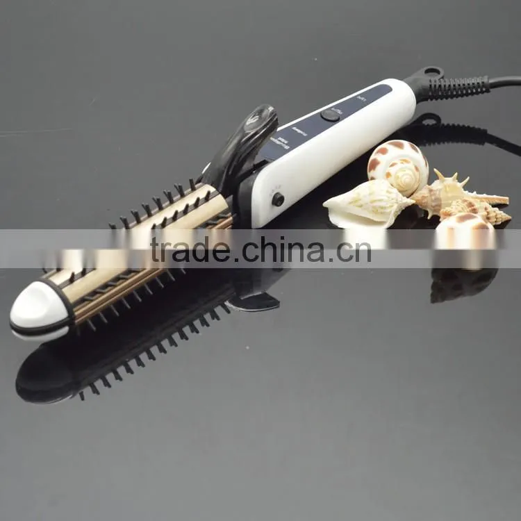 Hot selling hair salon equip hair straightening and curling iron brush with curler