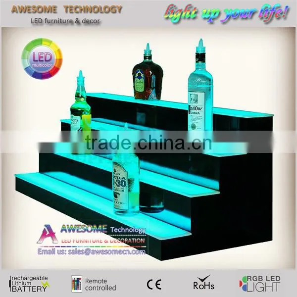 modern led stairs illuminated wedding liquor bottle display shelf