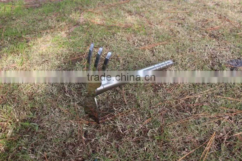 high grade Stainless Steel double use small garden hoe and rake