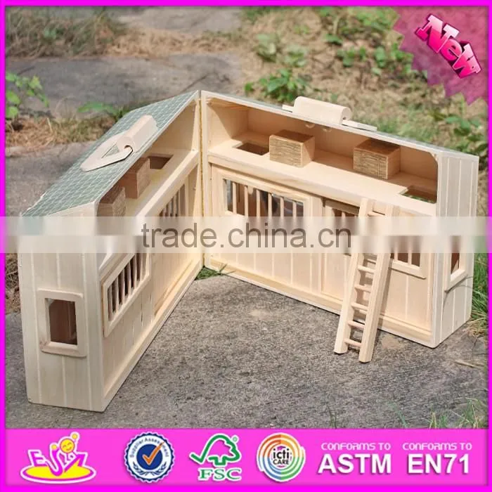 Hot sale children miniature toys wooden toy barn top fashion kids wooden toy barn W06A166-S