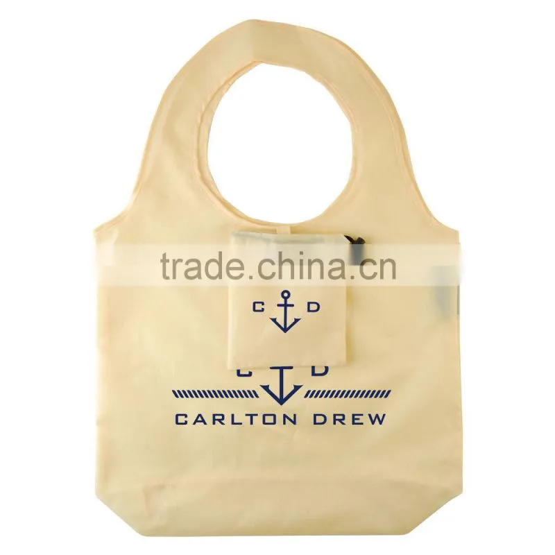 Hot sale new design reusage folding round shouder hand tote bags recycle shopping shoulder folding bags