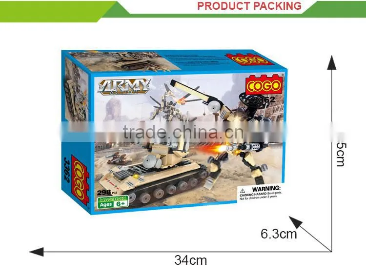 2 in 1 Wholesale Child play building blocks mini plastic tank toy