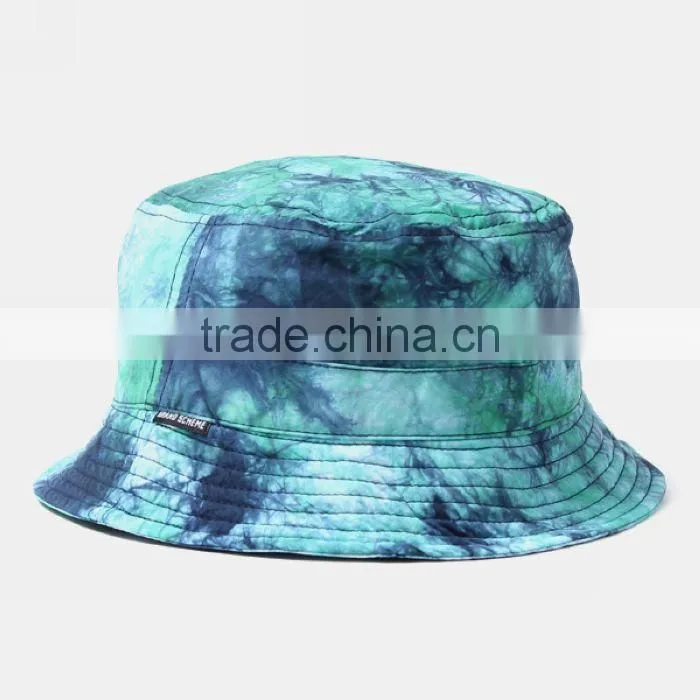 Reversible bucket hat blue cotton roll up short brim floral custom bucket hat print