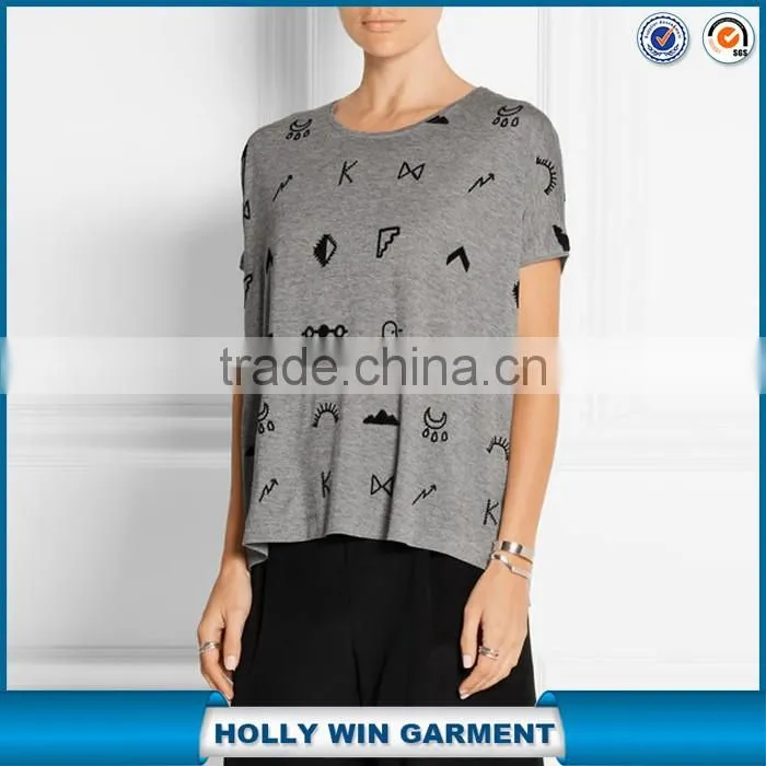 Fashion ladies t-shirt print design with full over pattern