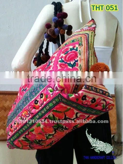 Thai Embroidered HMONG Hill Tribe Tote Hand Bag