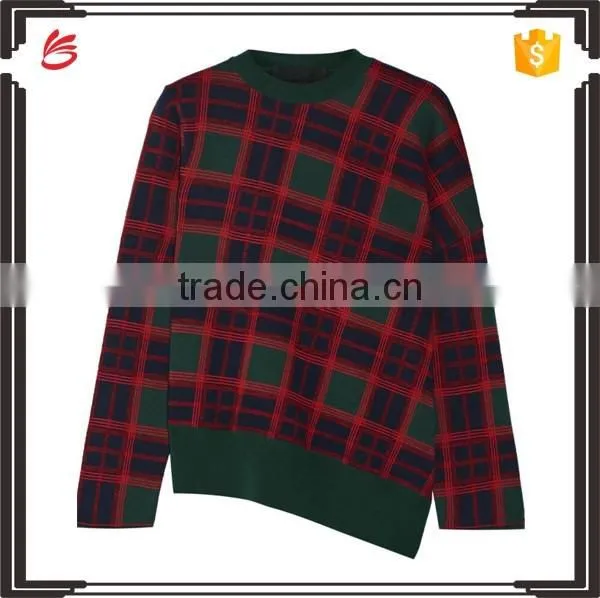 Custom check pattern ladies pullover hot sale sweater factory in China