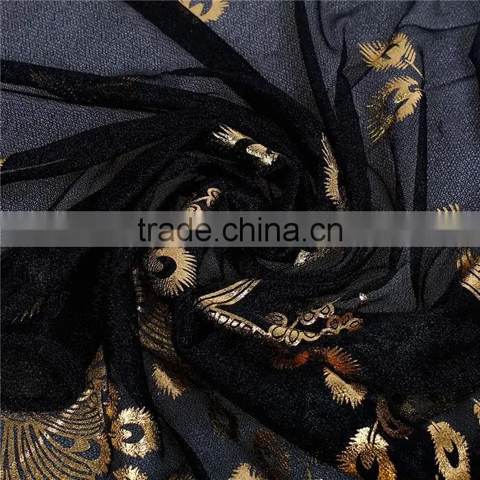 Imitation Silk Scarves & Wraps Rectangle Golden Black Peacock Scarf Women