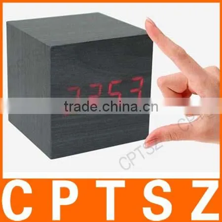 Sound Control Digital LED Wooden Clock
