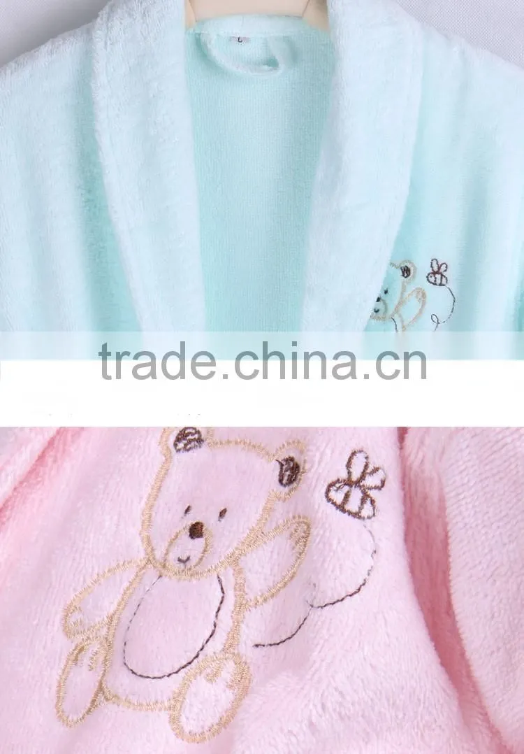 kid bathrobe hooded woven solid cotton terry
