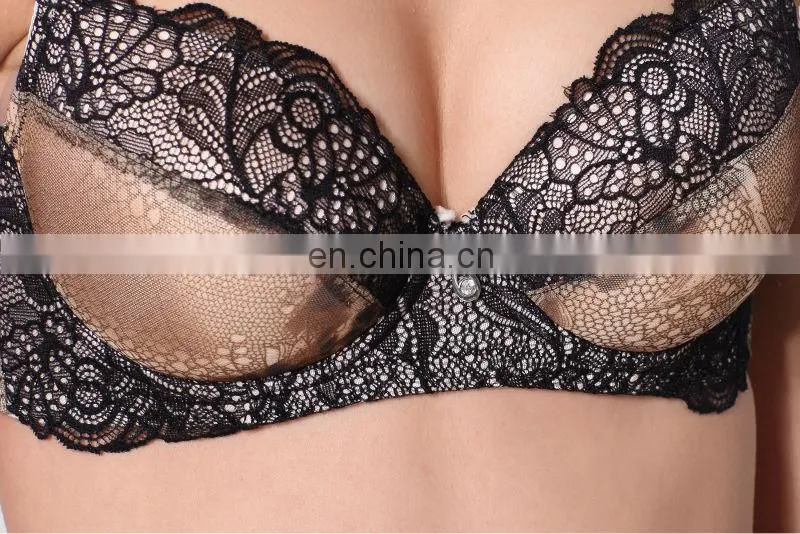 Nude And Black Lace Bra