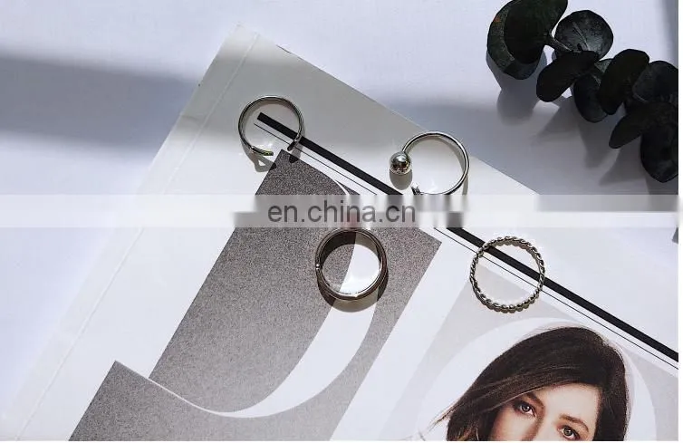 4PCS/Set Punk Handsome Silver Rings for Unisex Knuckle Ring Set