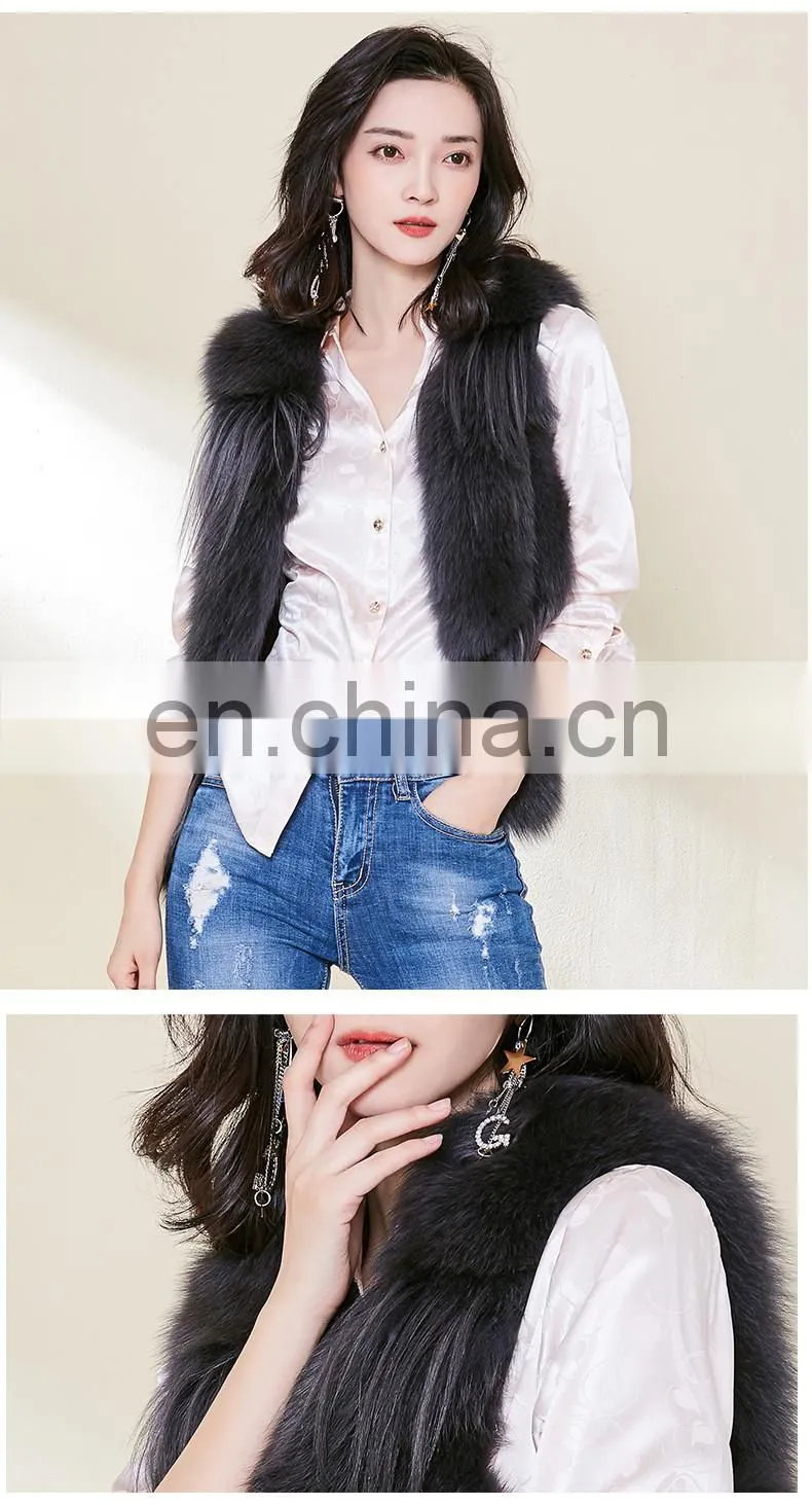 Popular Lovely Fox Fur Vest Beautiful Good Quality Girl Fox Short Fur Vest