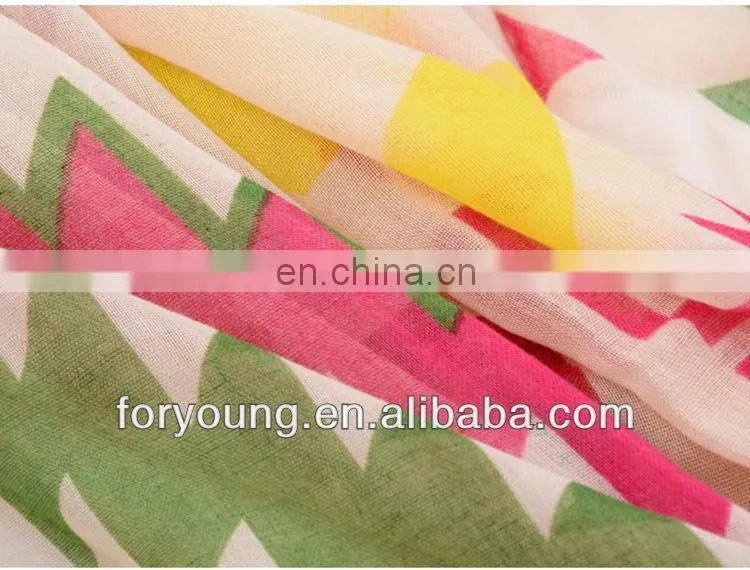 self fringe block printed voile scarf