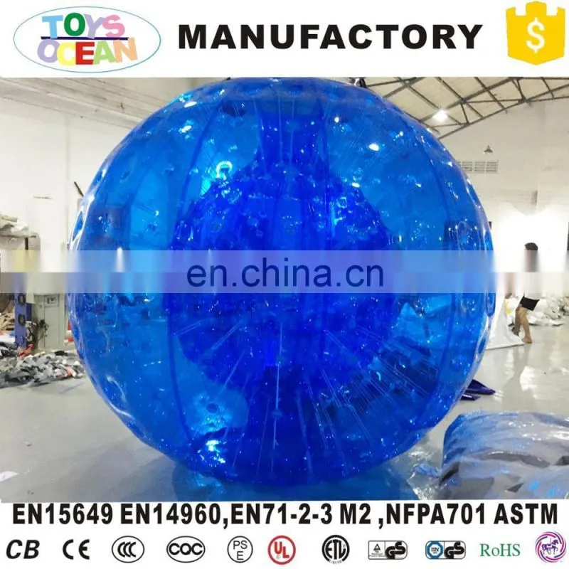 Cheap Price Transparent Blue Inflatable Zorb balls for Human people bowling Games