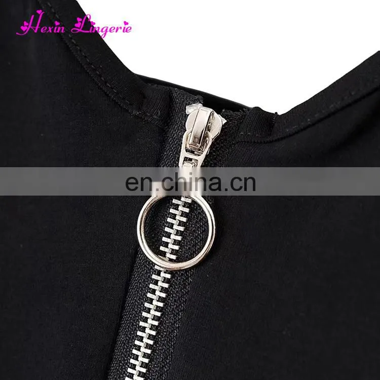 Black zipper v neck plus size romper short womens jumpsuits sexy bodycon