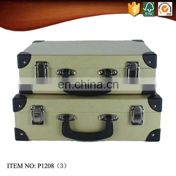 Kraft Paper Cardboard Suitcase Portable Box with Handle for Children