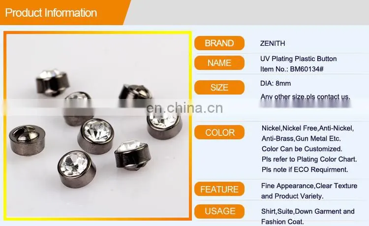 Plastic Round Rhinestone Shank Button BA60134