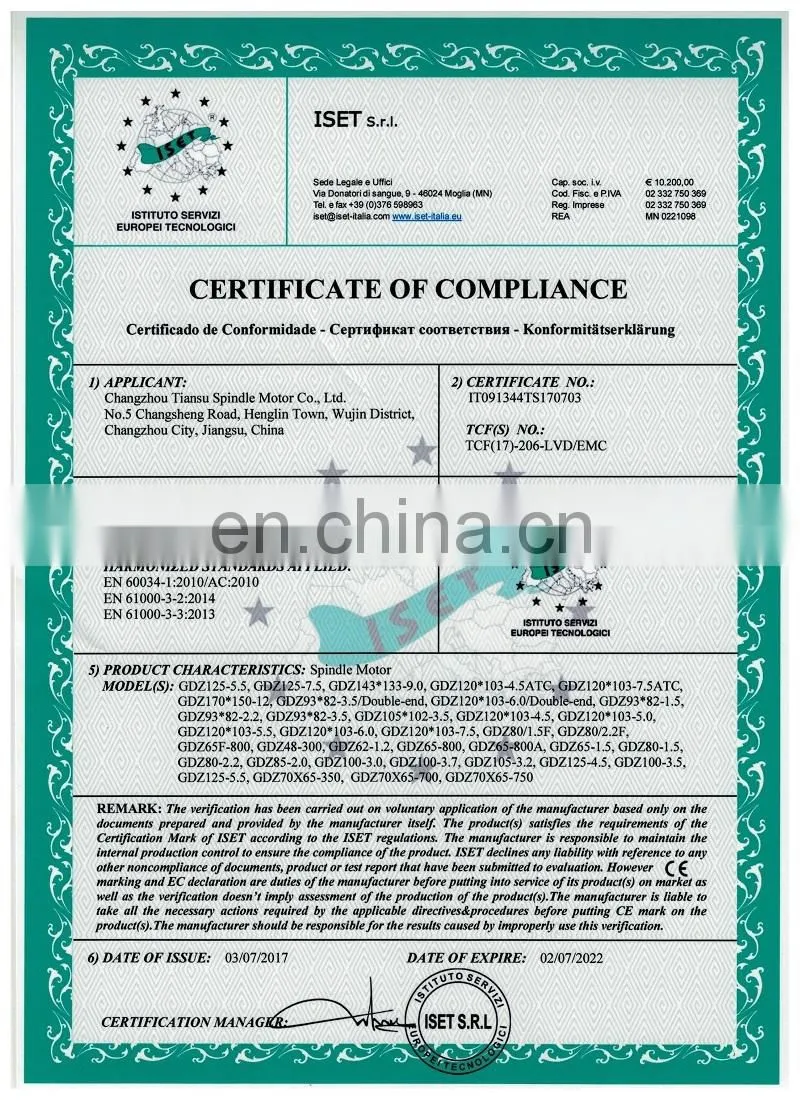 HONGJUN 220V 4 Ceramic bearing Square 2.2kw Air cooled spindle motor ER20 runout-off 0.01mm CNC Engraving milling grind