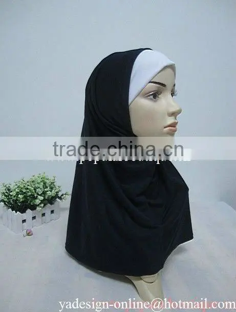 A375 New arrival soft cotton solid color two pieces 2 HIJAB