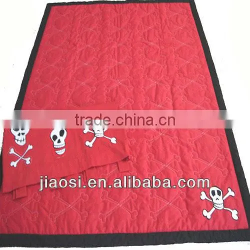 100% cotton quilted& embroidery quilt throw with curtain sham for Hallowmas