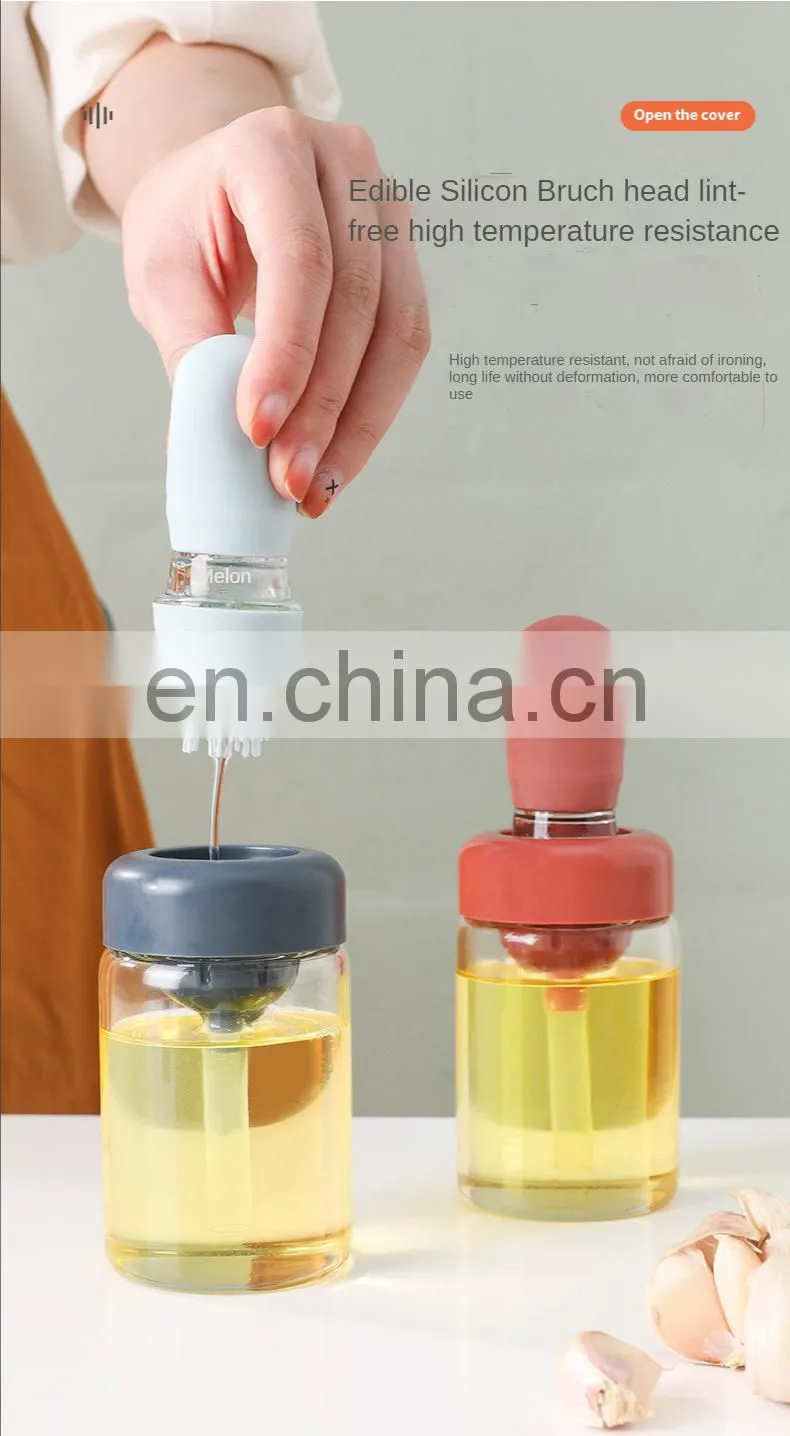 kitchen Oil Dispenser with Brush Silicone Oil Dispenser Brush Glass Container Barbecue Spray Bottle for Kitchen Accessories