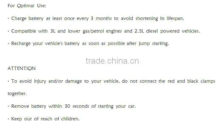 High Quality 12V Car Emergency Battery Tool, Power Bank Fast Charge Multi-Function Car Jump Starter