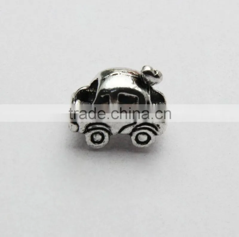 Wholesale DIY Anti-silver Car Shape Large Hole Metal Zinc Alloy Slide Beads