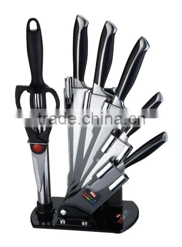 BLACK HANDLE STAINLESS STEEL 8PCS KITCHEN KNIFE SET