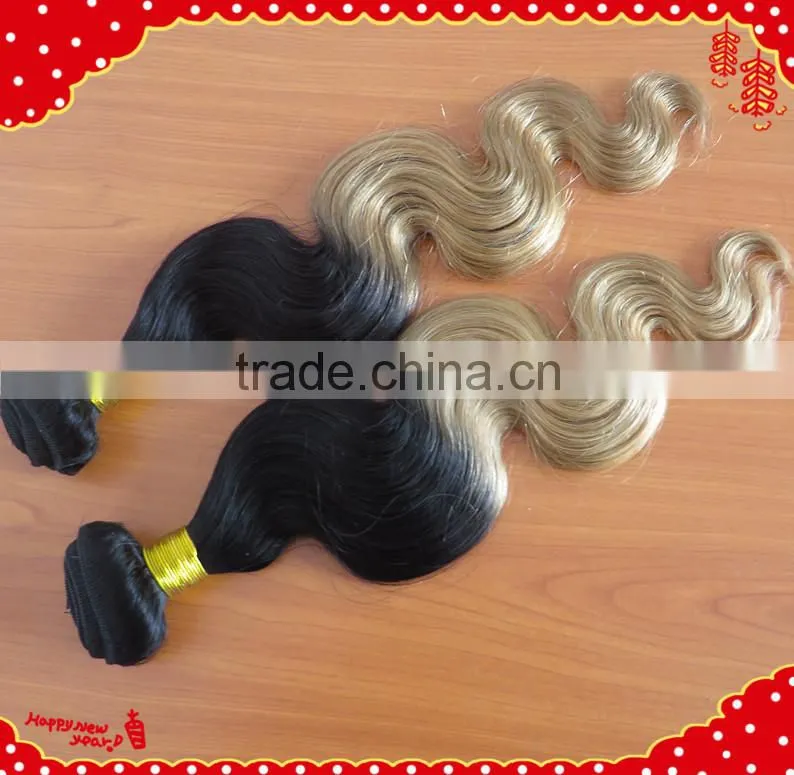 Wholesale Body wave brazilian colored two tone hair weave cheap ombre hair extension
