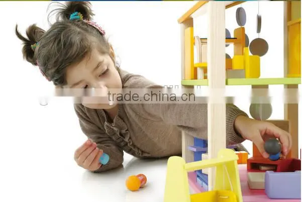 High quality diy wooden play doll house,solid wood dollhouse,wooden doll house furniture