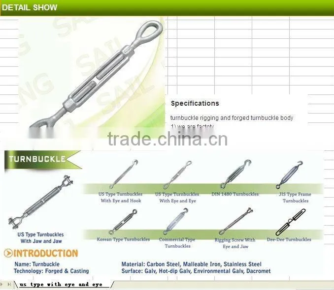 turnbuckle with two flat eyes- steel zinc plated