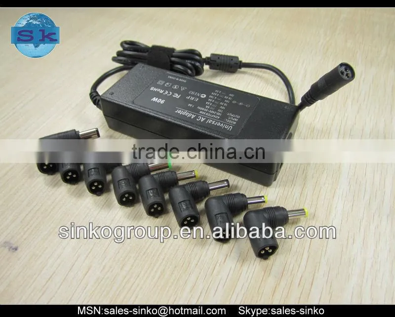 90W universal laptop adapter with 8 tips
