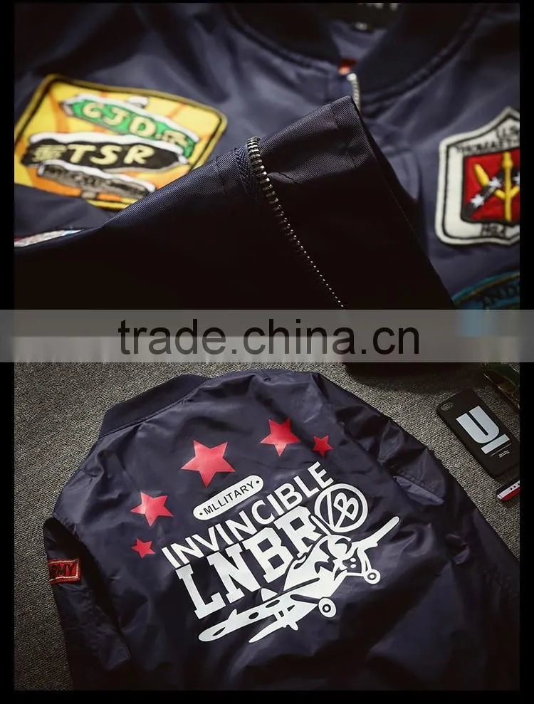 2016 Fashion Casual Outdoor Bomber Air Force Jackets with Retro Embroidery